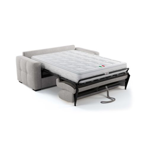 Canapé 3 Places Mod. Elisa Convertible Ouverture Express En Tissu P. Harmony Gris Mat. H 22 Cm