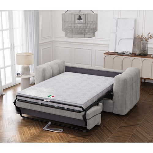 Canapé 3 Places Mod. Camilla Convertible Avec Ouverture Express En Tissu Perfect Harmony 80 Gris