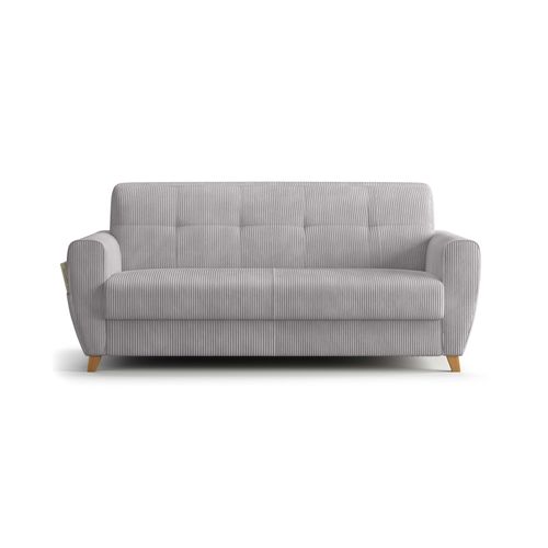 Canapé 3 Places Maxi Mod. Sole 18 Convertible Avec Ouverture Express En Tissu Lin. 86 Gris Clair