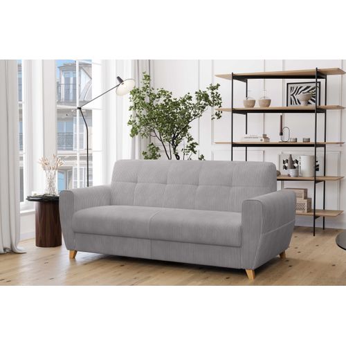 Canapé 3 Places Maxi Mod. Sole 18 Convertible Avec Ouverture Express En Tissu Lin. 86 Gris Clair