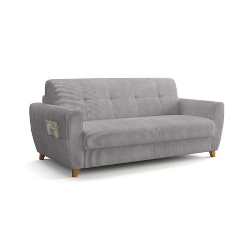 Canapé 3 Places Maxi Mod. Sole 18 Convertible Avec Ouverture Express En Tissu Lin. 86 Gris Clair