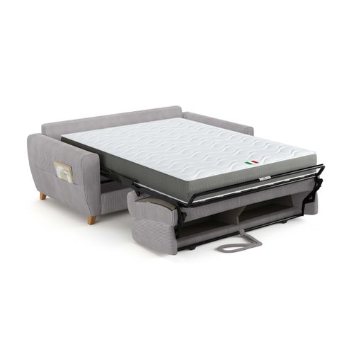 Canapé 3 Places Maxi Mod. Sole 18 Convertible Avec Ouverture Express En Tissu Lin. 86 Gris Clair