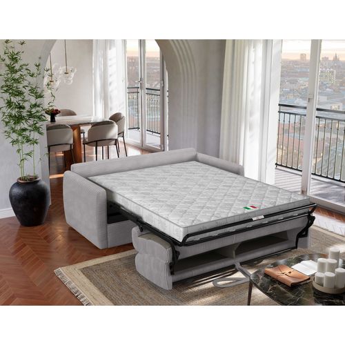 Canapé 3 Places Maxi Mod. Perla Convertible Avec Ouverture Express En Tissu Lincoln 86 Gris Clair