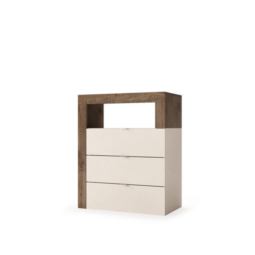 Commode Bicolore : Bois Foncé - Mercure Et Cachemire - Beige