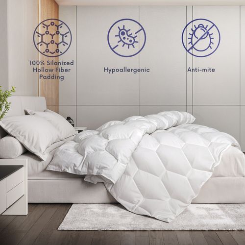 The White Stone Couette Toutes Saisons 180 X 200 Cm De 250 G - Rembourrage Doux Et Chaud En