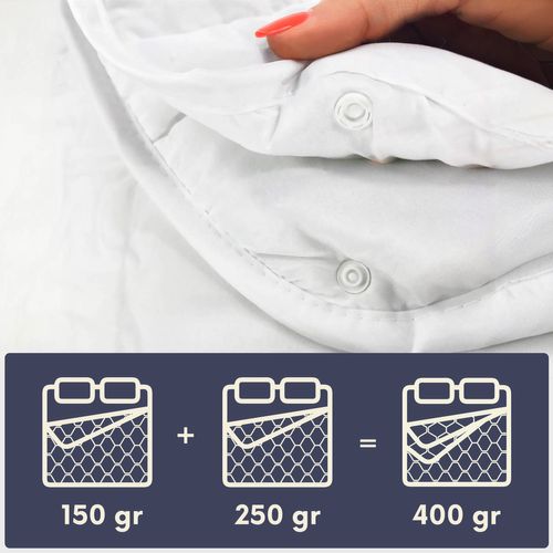 The White Stone Couette Toutes Saisons Avec Clips 140 X 200 Cm - Couette 150g + Couette 250g -