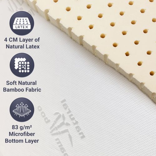 Surmatelas Latex Naturel 170x200 - Bambou Respirant, Déhoussable