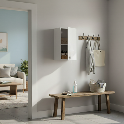 The White Stone Armoire Murale 1 Porte Blanc Frêne