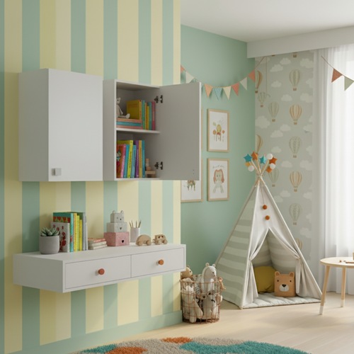 The White Stone Armoire Murale 1 Porte Blanc Frêne