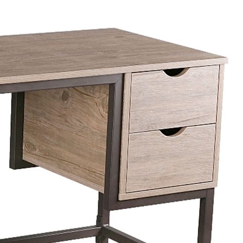 Illinois - Bureau En Bois Et Métal Avec 2 Tiroirs - 120x48x76 Cm