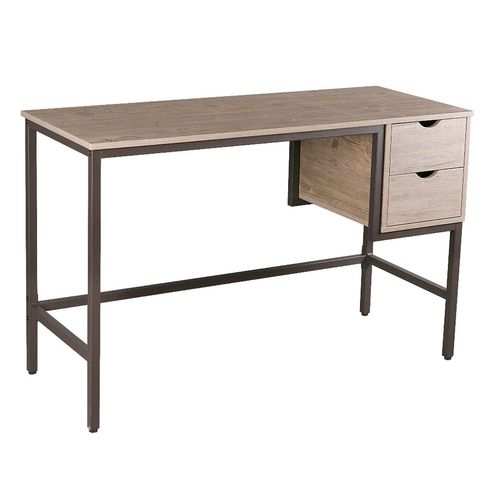 Illinois - Bureau En Bois Et Métal Avec 2 Tiroirs - 120x48x76 Cm