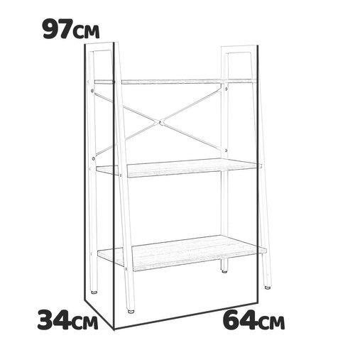 Lilas - Bibliothèque En Bois Et Métal à 3 Étagères