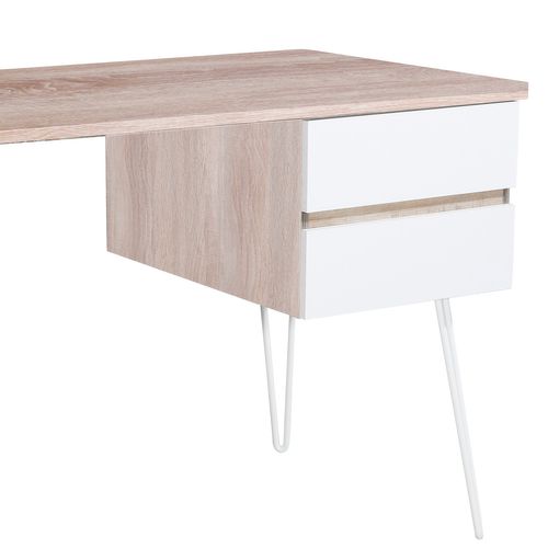 Lucille - Bureau En Bois Et Métal Avec 2 Tiroirs - 120x60x76 Cm