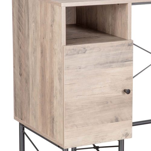 Bessy - Bureau En Bois Et Métal Avec 1 Porte + 1 Compartiment - 120x48x76 Cm