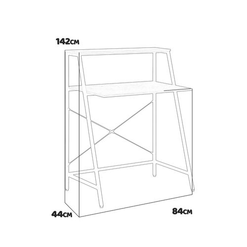 Lenny - Bureau En Bois Et Métal Avec Étagère - 80x48x104 Cm