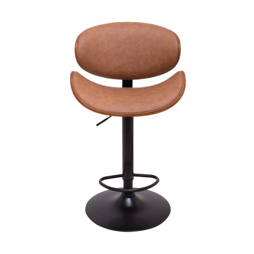 Glasgow - Ensemble De 2 Tabourets De Bar 52,5x94/115x40 Cm En Bois Massif Et Simili - Marron