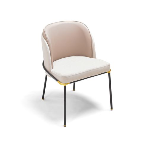 Thun - Lot De 2 Fauteuils De Design En Métal, Siège En Tissu Et Dossier En Similcuir