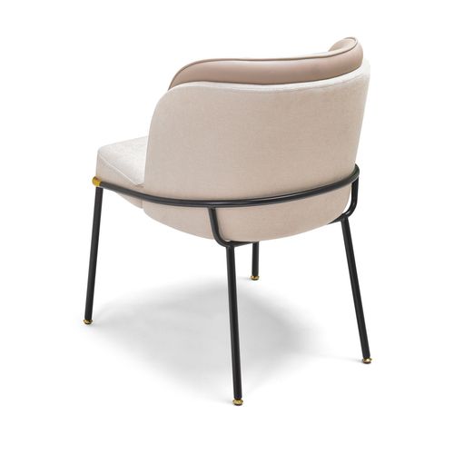 Thun - Lot De 2 Fauteuils De Design En Métal, Siège En Tissu Et Dossier En Similcuir