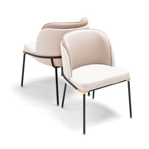 Thun - Lot De 2 Fauteuils De Design En Métal, Siège En Tissu Et Dossier En Similcuir