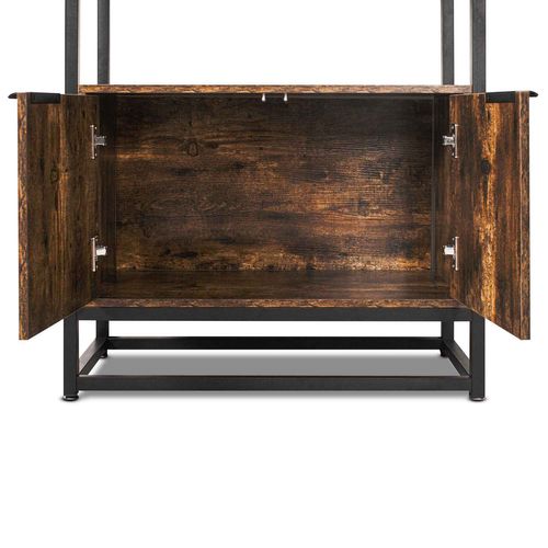 Edo - Bibliothèque, Étagère à 3 Niveaux Et 2 Portes De Style Industriel, 76x33xh163 Cm