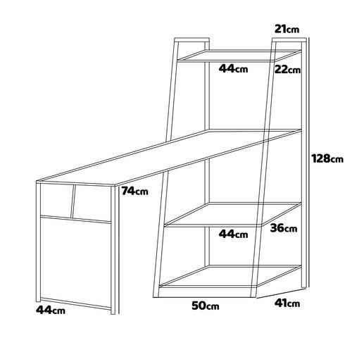 Bimyo - Bureau Pliant Avec Bibliothèque Peu Encombrante 50x41xh128 Cm De Style Industriel