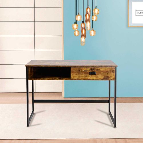 Otari - Bureau De Style Industriel Avec Tiroir Et Étagère De Rangements, 110x50xh76 Cm