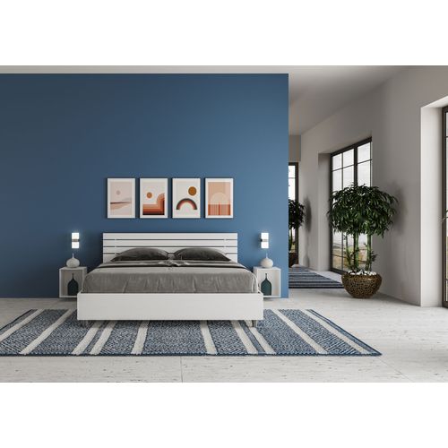 Lit Coffre 160x190 Tête De Lit Droite Avec Des Lames Frêne Blanc Ankel