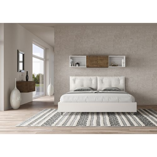 Lit King Size Avec Sommier Rembourré 200x210 Similicuir Blanc Appia Large