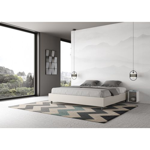 Cadre De Lit King Size Sans Sommier Rembourré 200x210 Similicuir Blanc Azelia