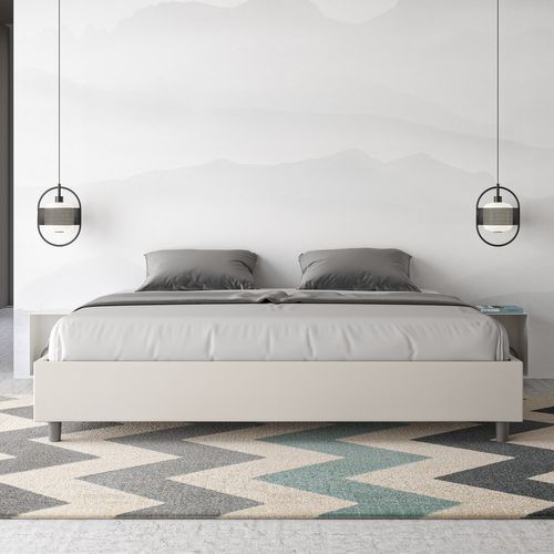 Cadre De Lit King Size Sans Sommier Rembourré 200x210 Similicuir Blanc Azelia