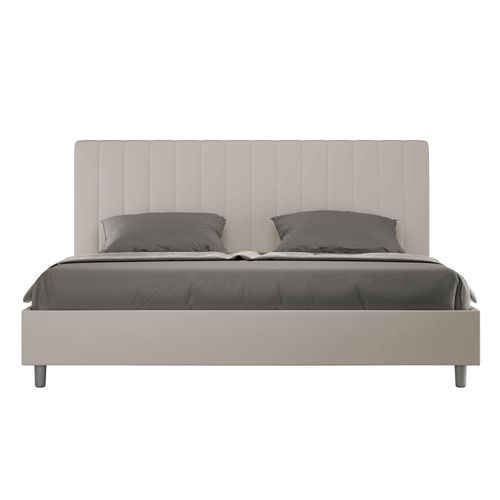 Lit King Size Sans Sommier Rembourré 180x210 Similicuir Taupe Agueda