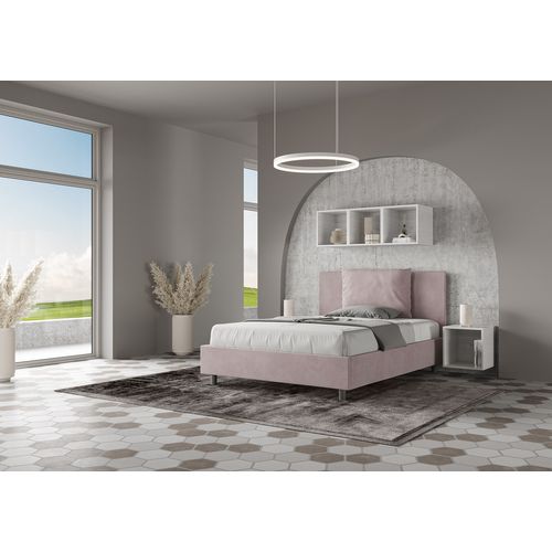 Lit Double Sans Sommier Rembourré 140x190 Microfibre Lilas Antea