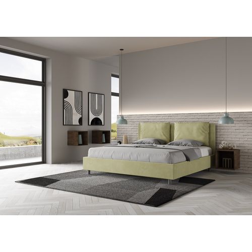 Lit Avec Sommier Rembourré 180x210 Microfibre Vert Antea