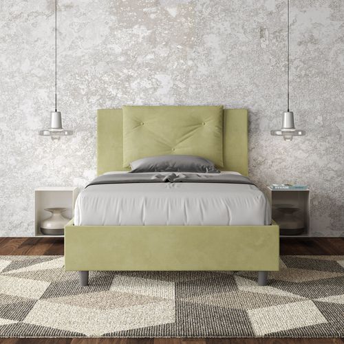 Lit 1 Place Et Demi Sans Sommier Rembourré 120x190 Microfibre Vert Appia