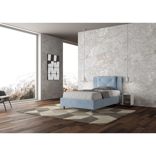 Lit 1 Place Et Demi Sans Sommier Rembourré 120x200 Microfibre Bleu Clair Appia