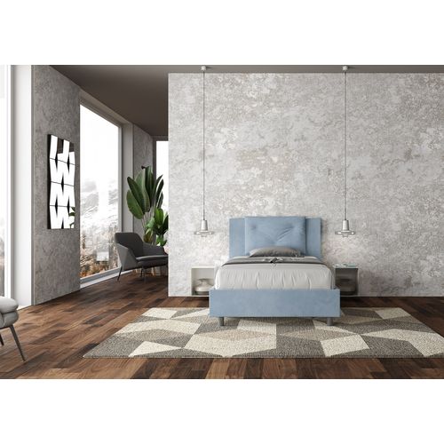 Lit 1 Place Et Demi Sans Sommier Rembourré 120x200 Microfibre Bleu Clair Appia