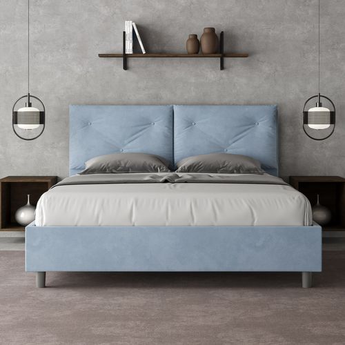 Lit Sans Sommier Rembourré 160x210 Microfibre Bleu Clair Appia