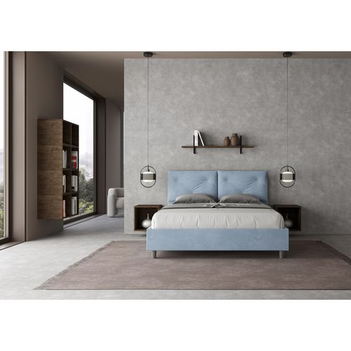 Lit Sans Sommier Rembourré 160x210 Microfibre Bleu Clair Appia