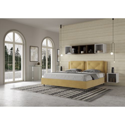 Lit Coffre Rembourré 180x190 Microfibre Ocre Appia