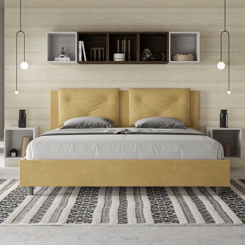 Lit Coffre Rembourré 180x190 Microfibre Ocre Appia
