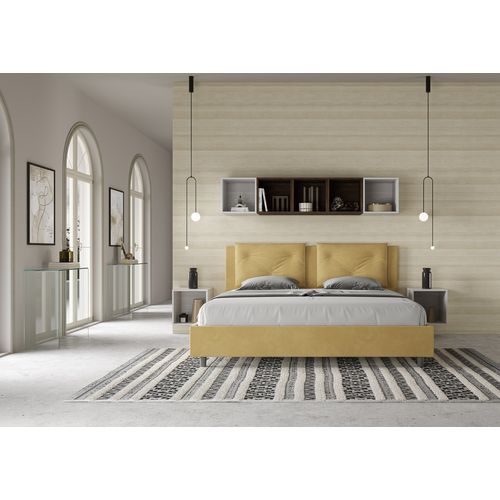 Lit Coffre Rembourré 180x190 Microfibre Ocre Appia