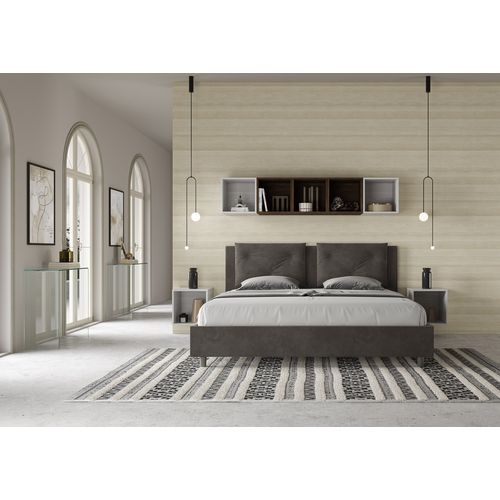 Lit Sans Sommier Rembourré 180x210 Microfibre Gris Appia