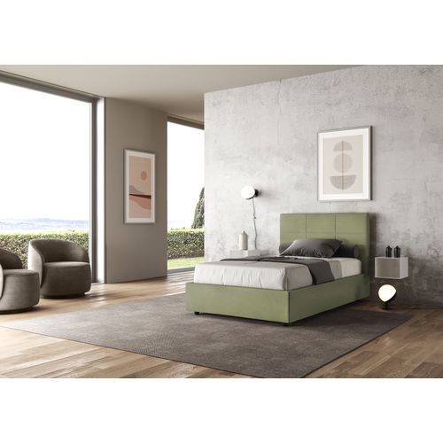 Lit 1 Place Et Demi Sans Sommier Rembourré 120x200 Microfibre Vert Mika