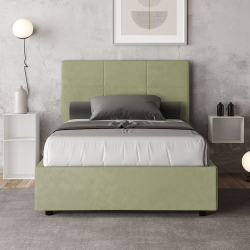 Lit 1 Place Et Demi Sans Sommier Rembourré 120x200 Microfibre Vert Mika