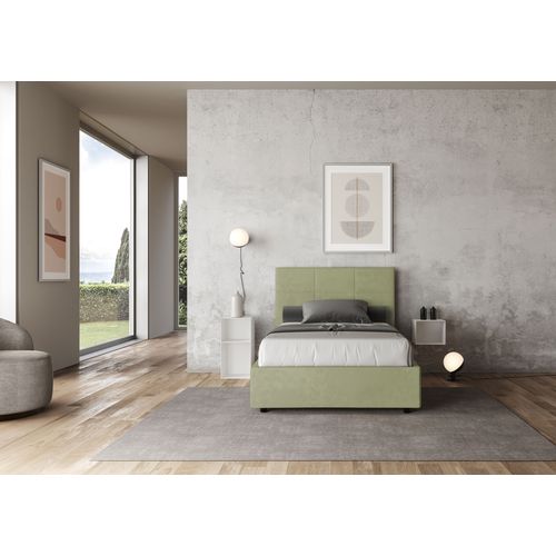 Lit 1 Place Et Demi Sans Sommier Rembourré 120x200 Microfibre Vert Mika