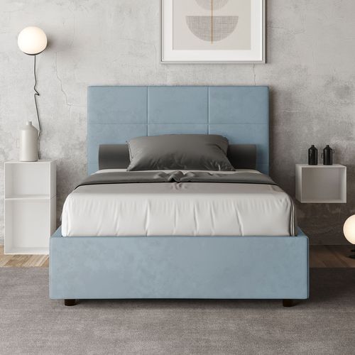 Lit 1 Place Et Demi Sans Sommier Rembourré 120x200 Microfibre Bleu Clair Mika