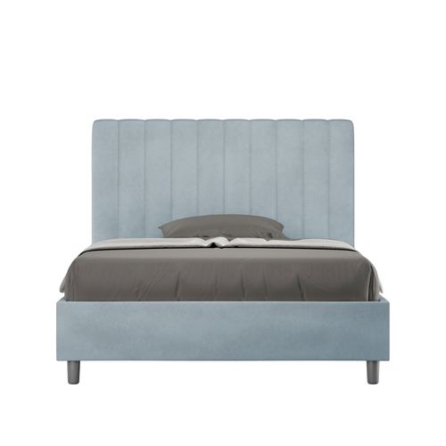 Lit 1 Place Et Demi Avec Sommier Rembourré 120x190 Microfibre Bleu Clair Agueda
