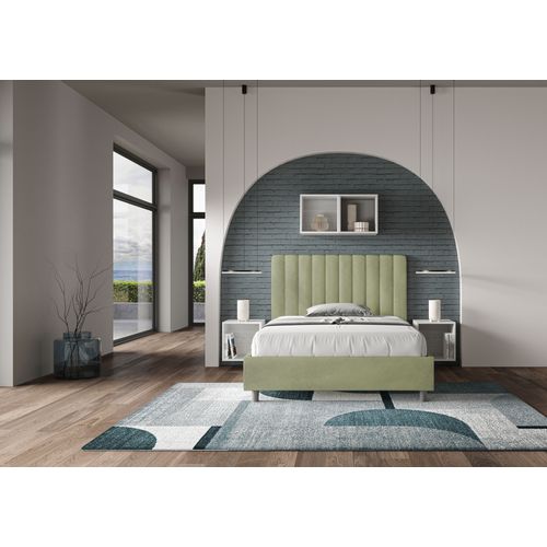 Lit 1 Place Et Demi Sans Sommier Rembourré 120x210 Microfibre Vert Agueda