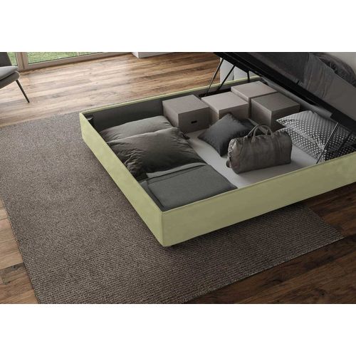 Lit Double Coffre Rembourré 140x190 Microfibre Vert Agueda