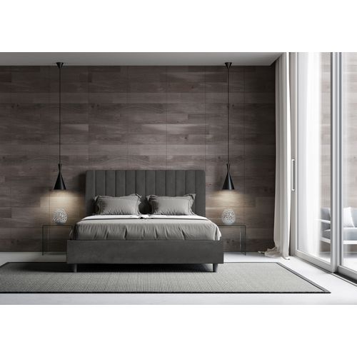 Lit Coffre Rembourré 160x210 Microfibre Gris Agueda